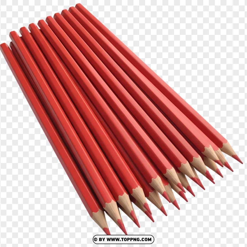 Red Coloring Pencils Set For Artwork PNG Transparent Background