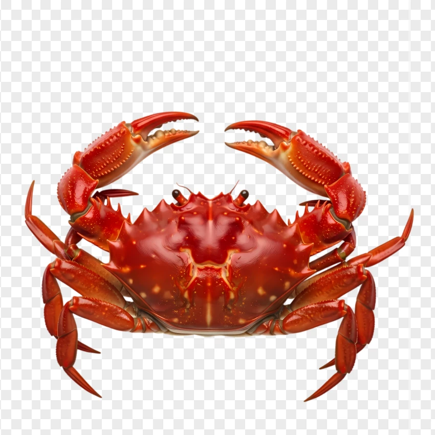 Red Crab With Raised Claws And Detailed Shell PNG Transparent Background