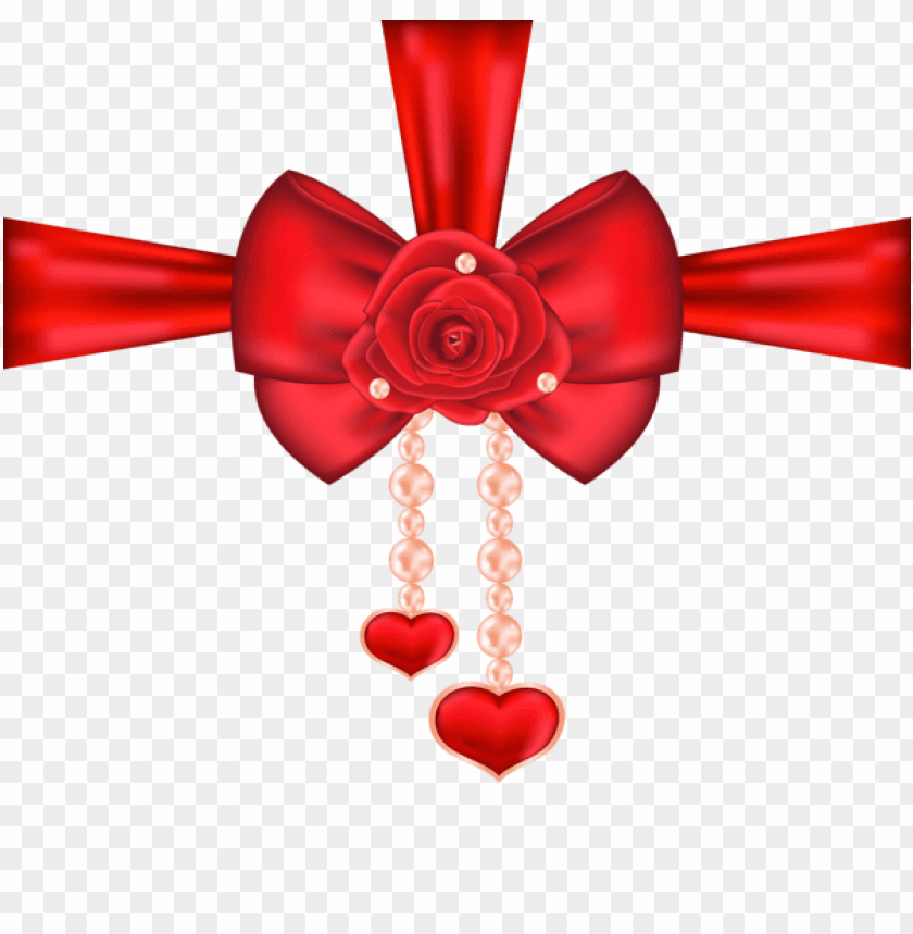 free PNG Download red decorative bow with rose and heartspicture png images background PNG images transparent
