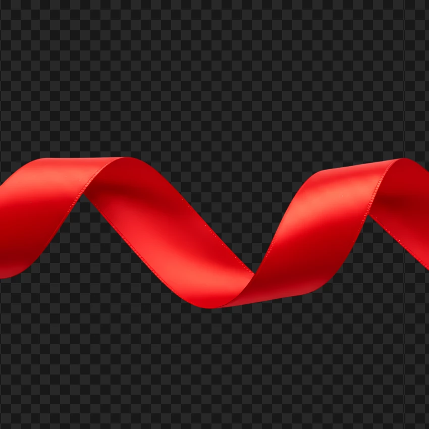 Red Decorative Ribbon On Canvas PNG Transparent Background