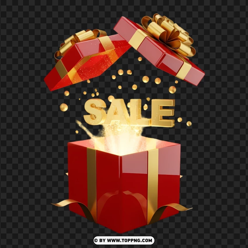 Red Gift Box Sale Icon PNG Transparent Background