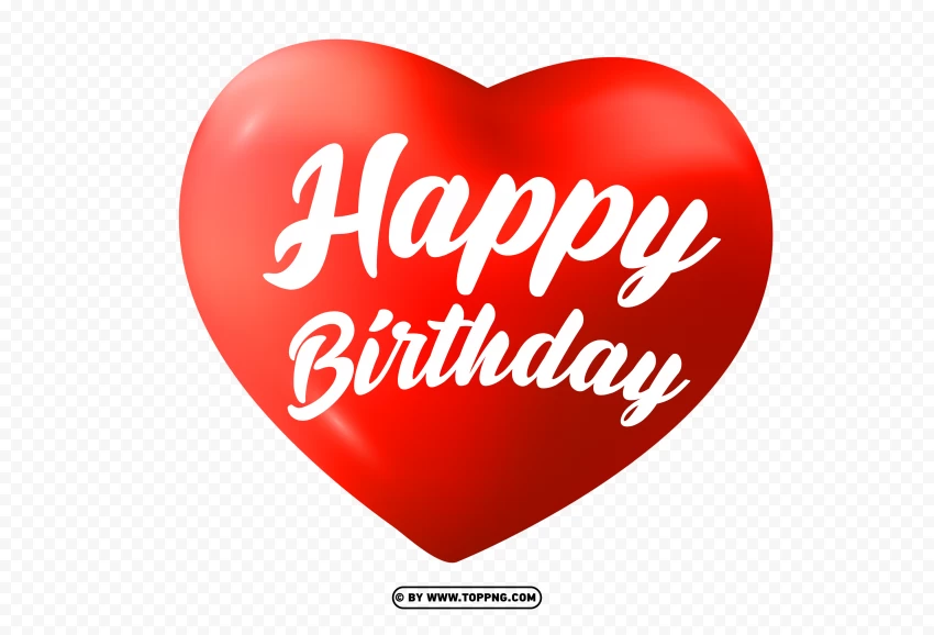 Red Happy Birthday Heart PNG
