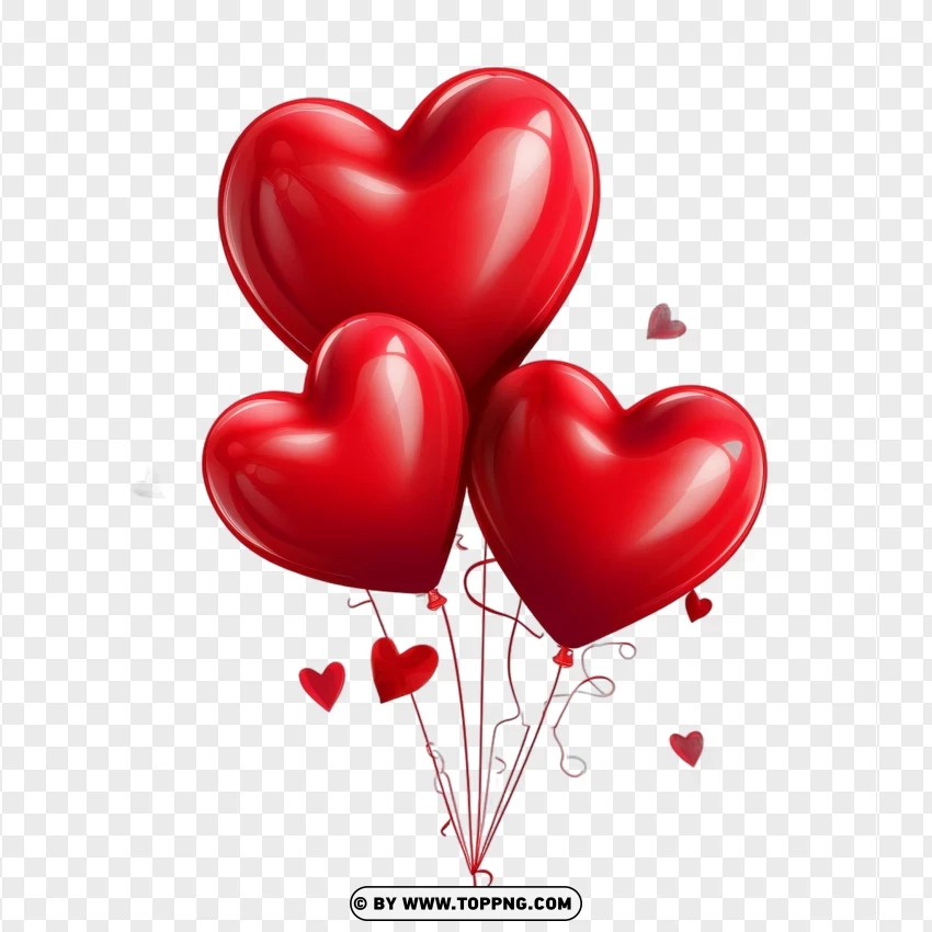 Red Heart Balloons Image PNG Transparent Background