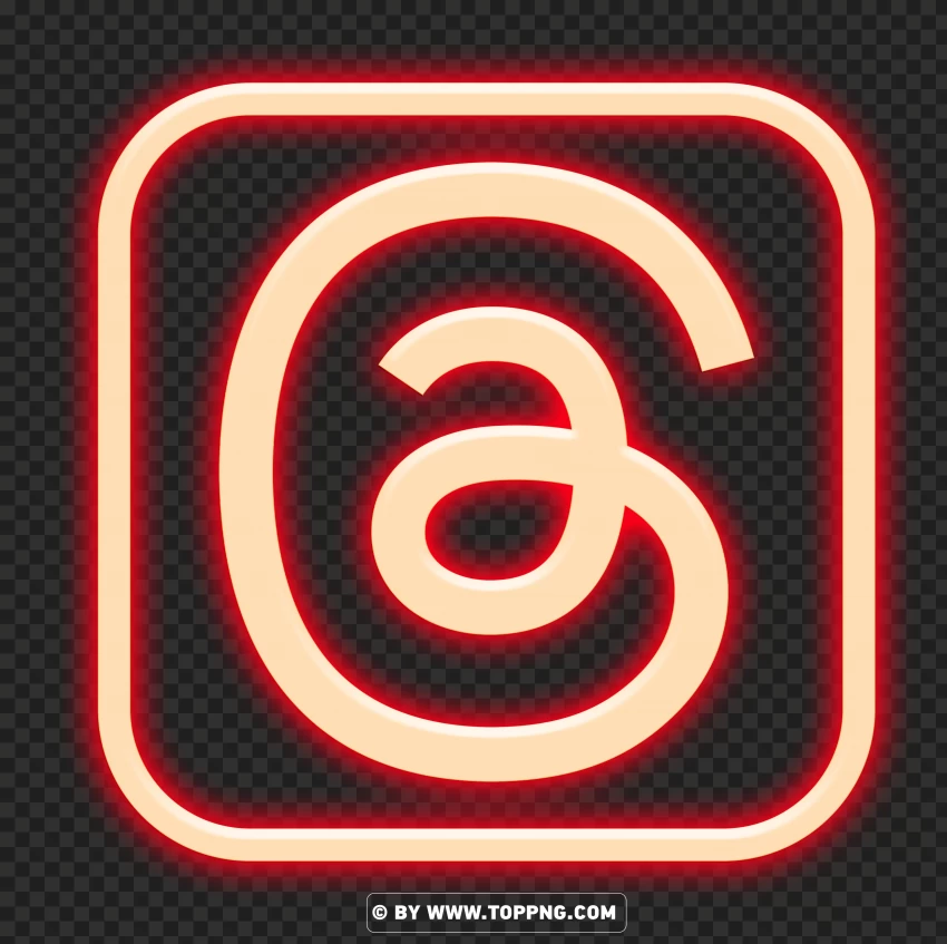 Red Neon Threads Social Media App Logo Icon PNG