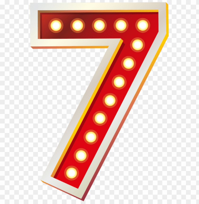 red number seven with lights clipart png photo - 49934