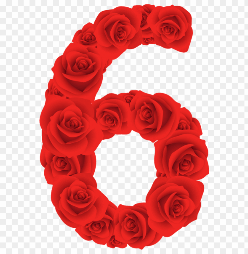 red roses number six clipart png photo - 47878