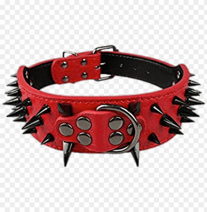 miscellaneous, dog collars, red spiked dog collar, 