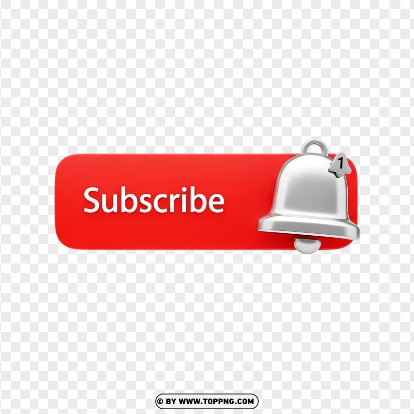 Red Subscribe Button With Bell Notification PNG Transparent Background