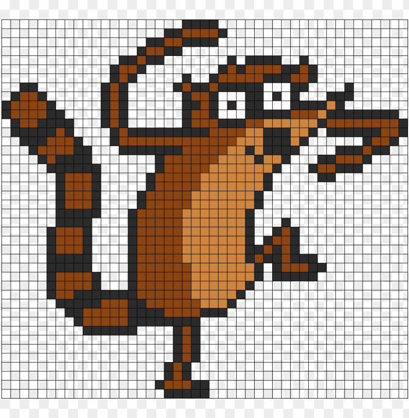 Rigby Perler Bead Pattern Bead Sprite - Minecraft Pixel Art Rigby PNG Transparent Background