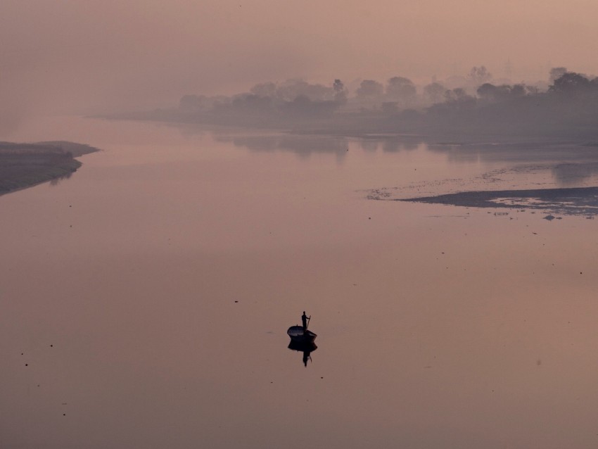 river, boat, fog, silence, windless, lonely
