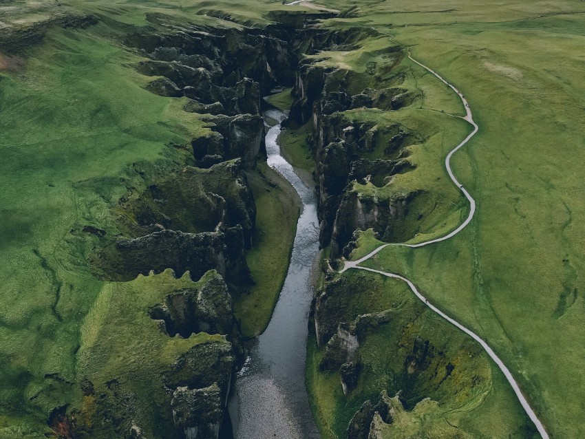 river, canyon, aerial view, nature, landscape