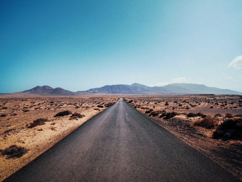 road, desert, mountains, asphalt, highway