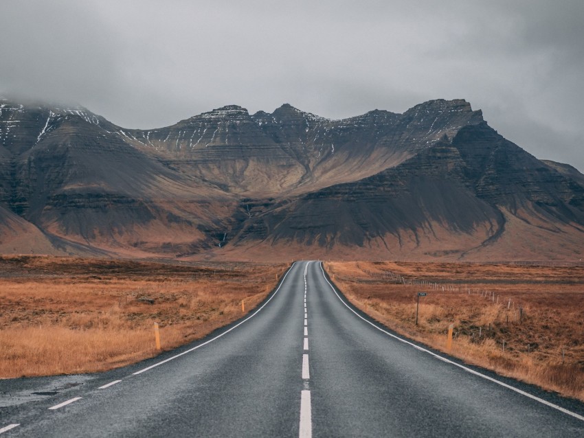 road, mountains, marking, iceland