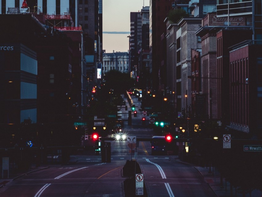 road, street, city, dusk, dark