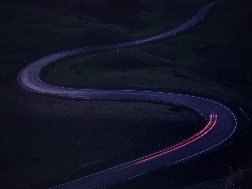 road, twisty, turn, glow
