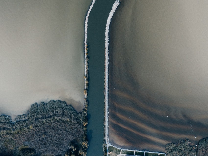 road, water, aerial view