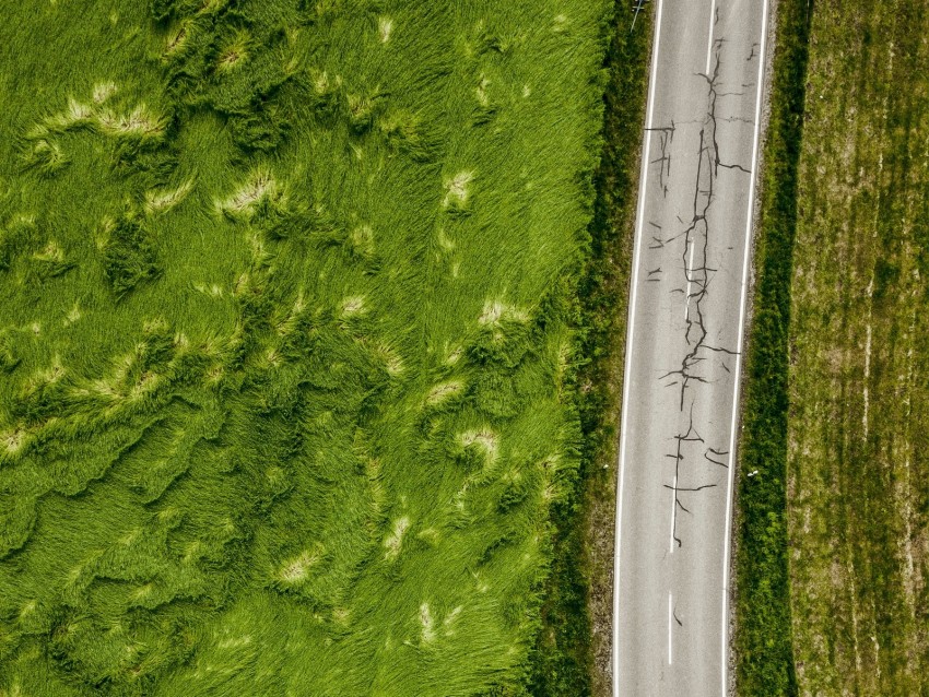 roads, aerial view, greens, grass, asphalt