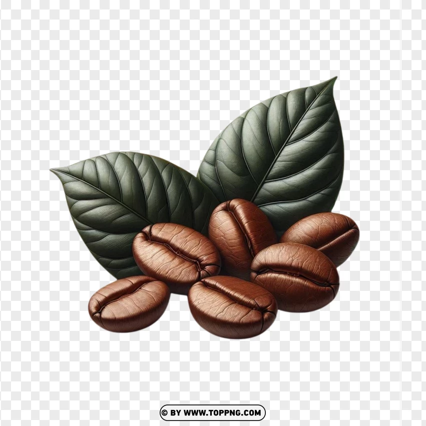 Roasted Grains With Coffee Leaves PNG Transparent Background