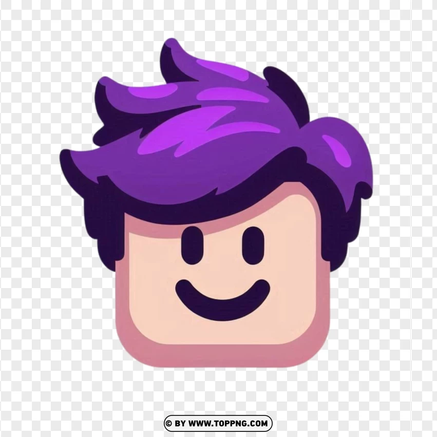 Roblox face png, Cheerful Purple, robolx character,illustration,  isolated,  game,  design