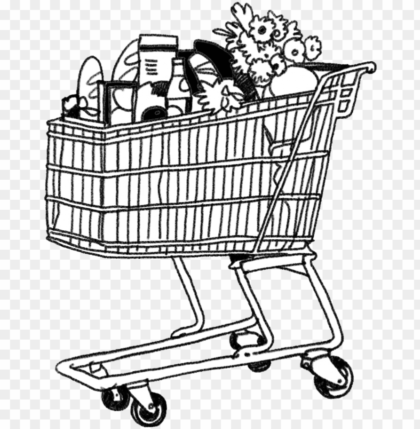 rocery cart coloring page 5 by john full shopping trolley drawi PNG transparent with Clear Background ID 238818