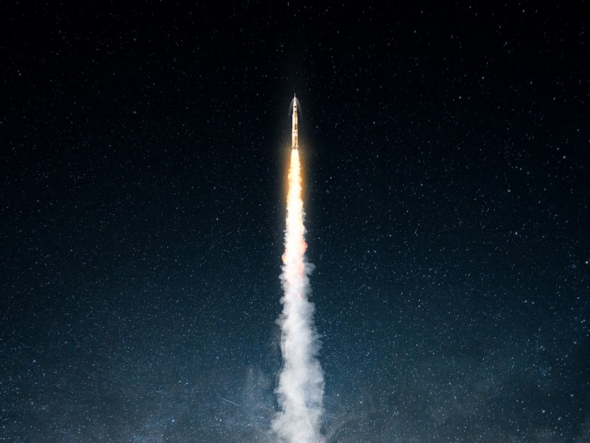 Download Rocket Smoke Night Starry Sky Space Dark Background Toppng