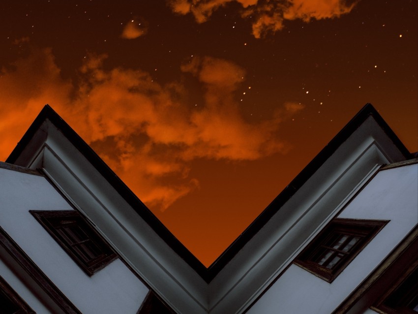 roof, sky, clouds, night, bottom view