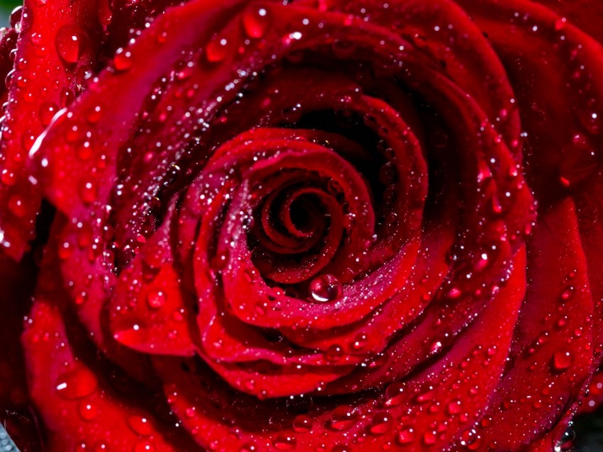 rose, bud, drops, red, flower, wet