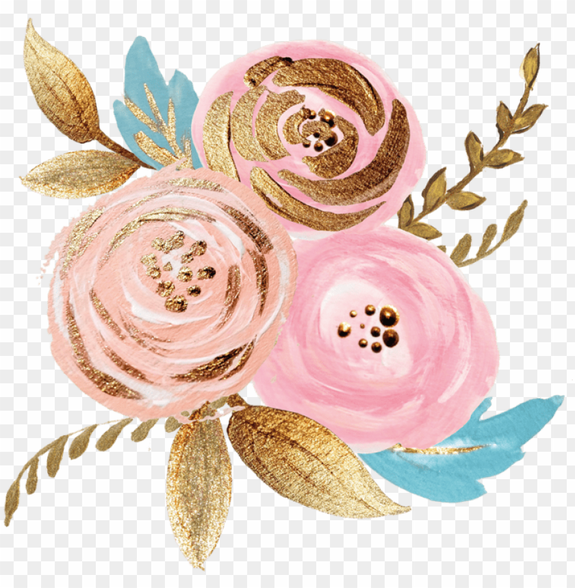rose gold watercolor floral PNG transparent with Clear Background ID 79214