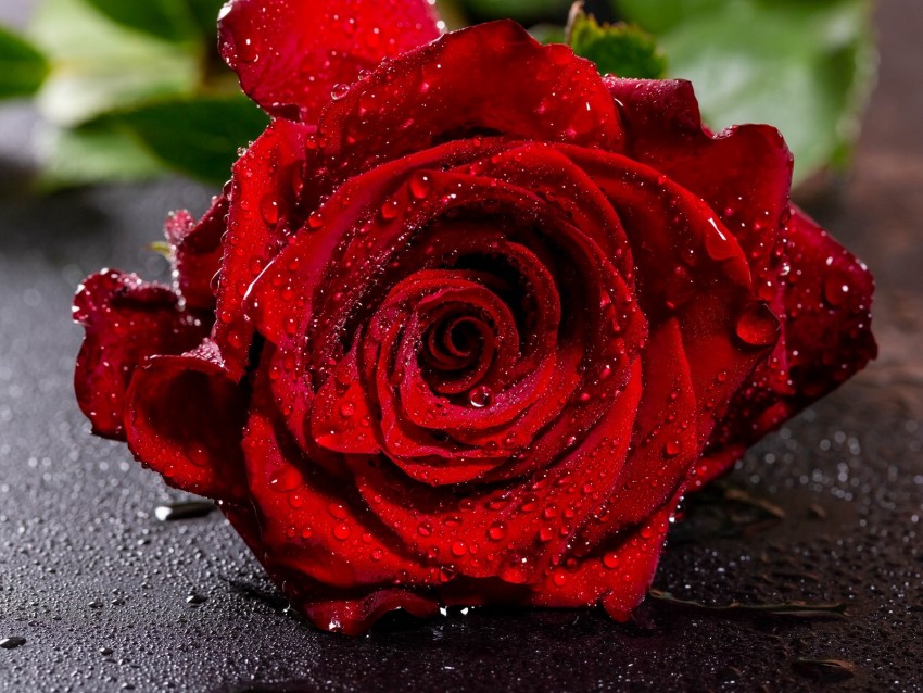 rose, red, wet, petals, drops