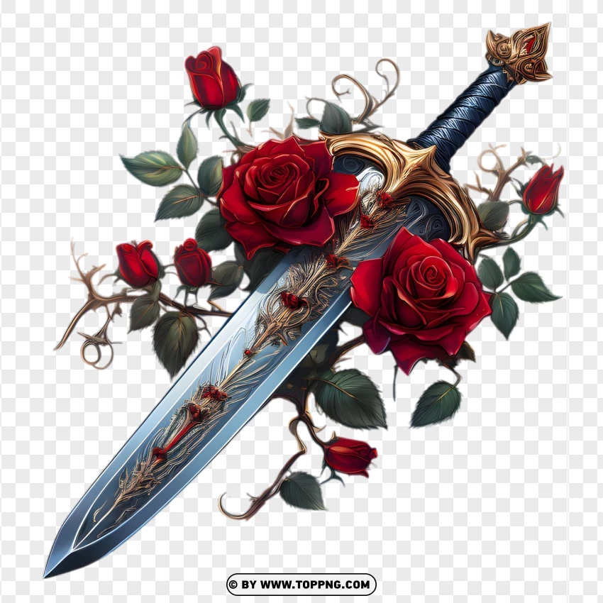 Roses with Swords png image