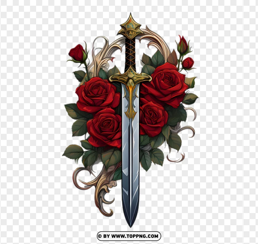 Roses with Swords png photo