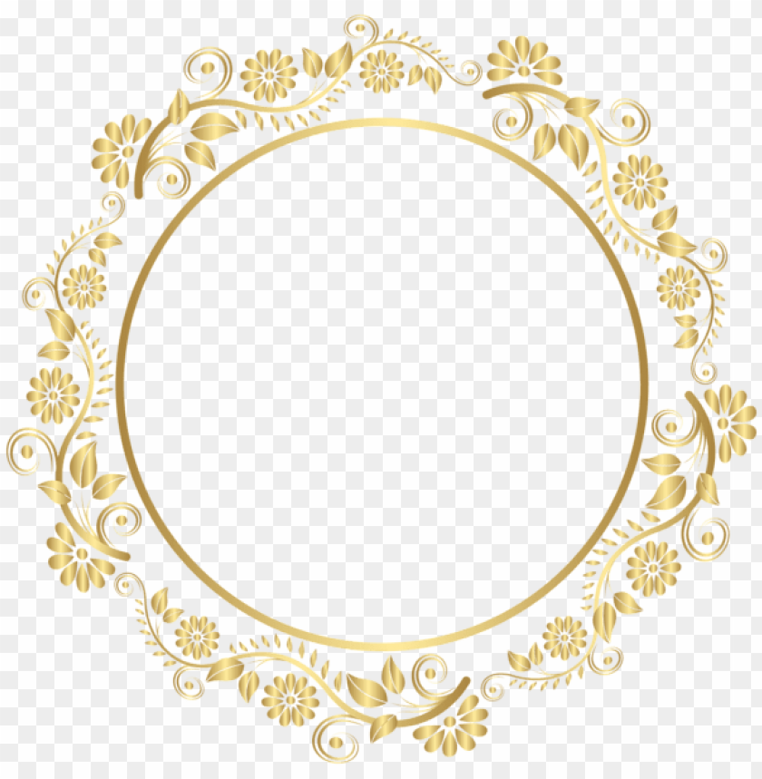 round gold border frame deco png