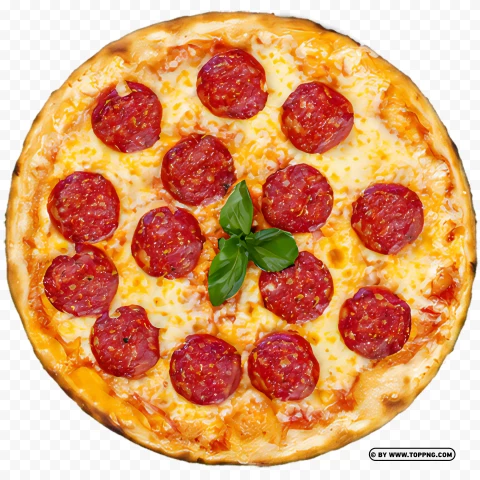 Round Italian Pizza With Pepperoni Transparent PNG