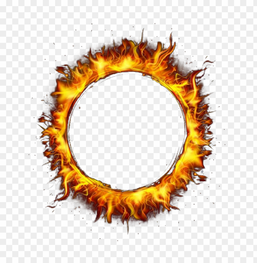 Round Outline Frame Border Fire Flame PNG Image With Transparent Background