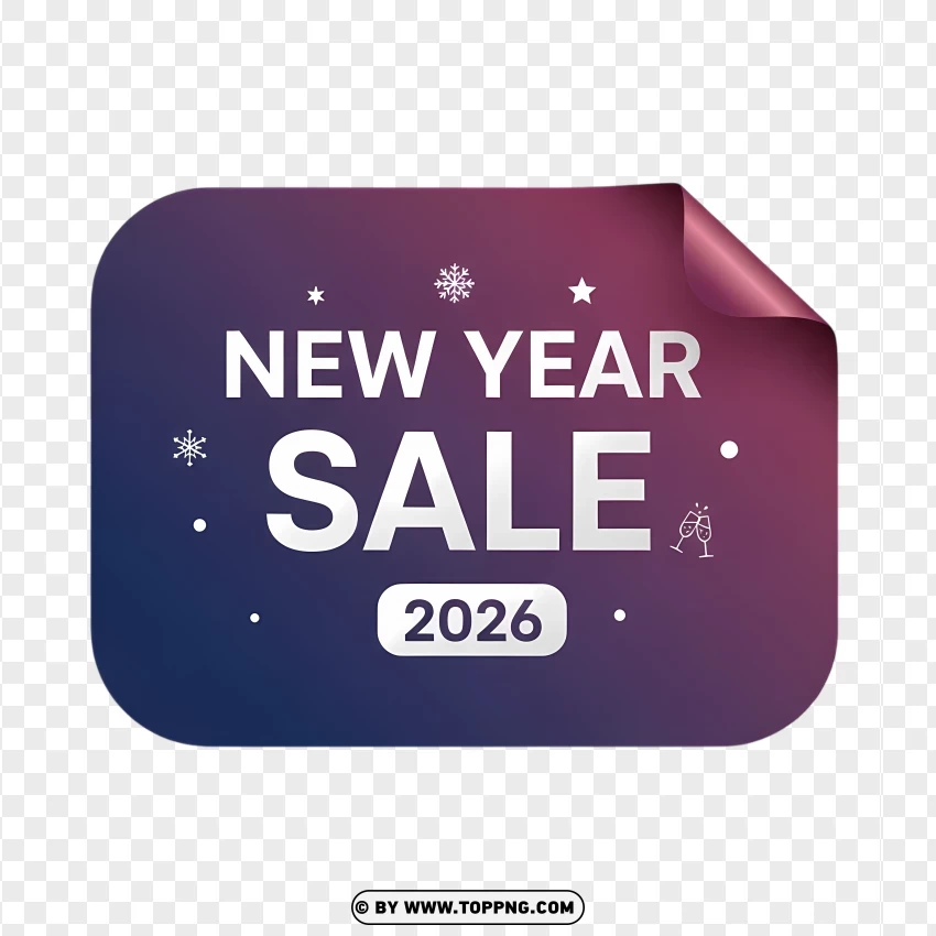 Rounded Rectangular New Year Sale 2026 Sticker PNG Transparent Background