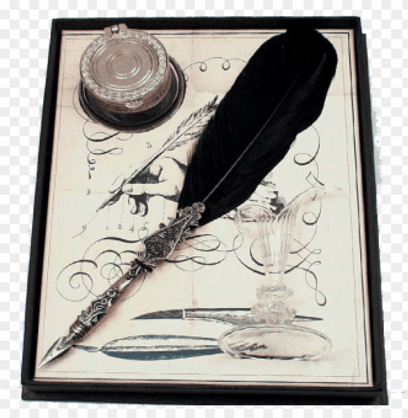 rubinato 7342 feather pen rest and inkwell set PNG image with transparent background@toppng.com