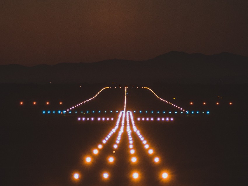runway, lighting, darkness, sky