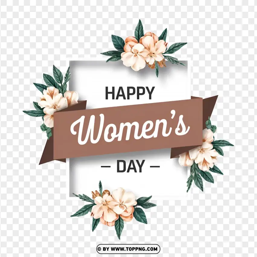 Happy Womens Day With Floral Banner PNG Transparent Background