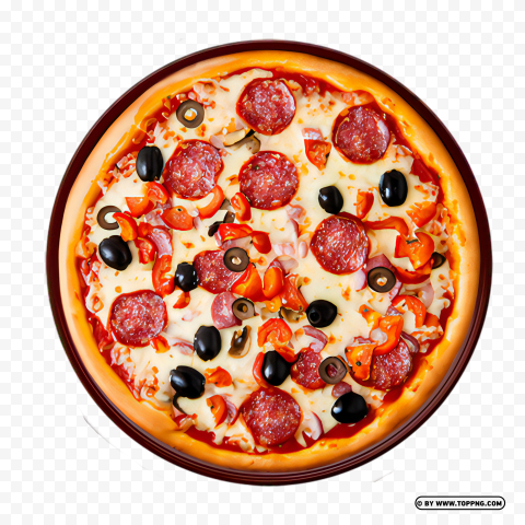 Rustic Italian Food Pepperoni Round Pizza FREE PNG