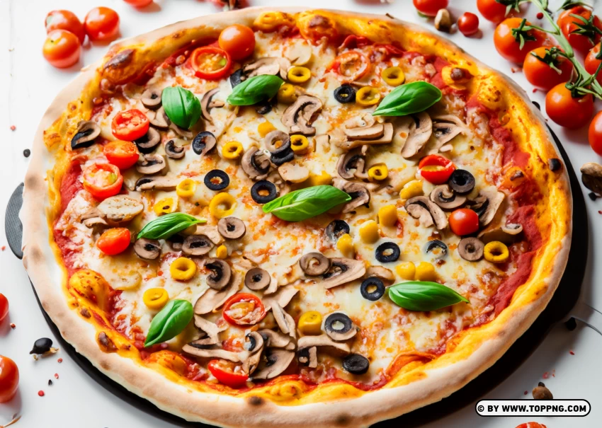 Rustic Vegetarian Pizza Hot Italian Food Background