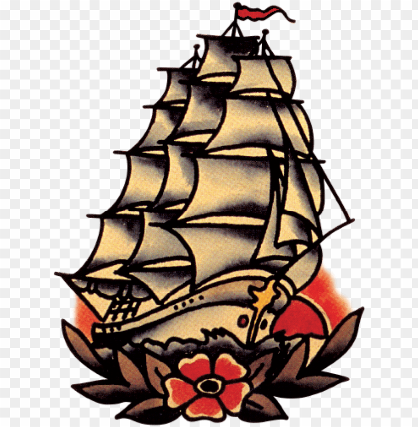 free PNG sailor jerry tattoos - traditional ship tattoo sailor jerry PNG image with transparent background PNG images transparent