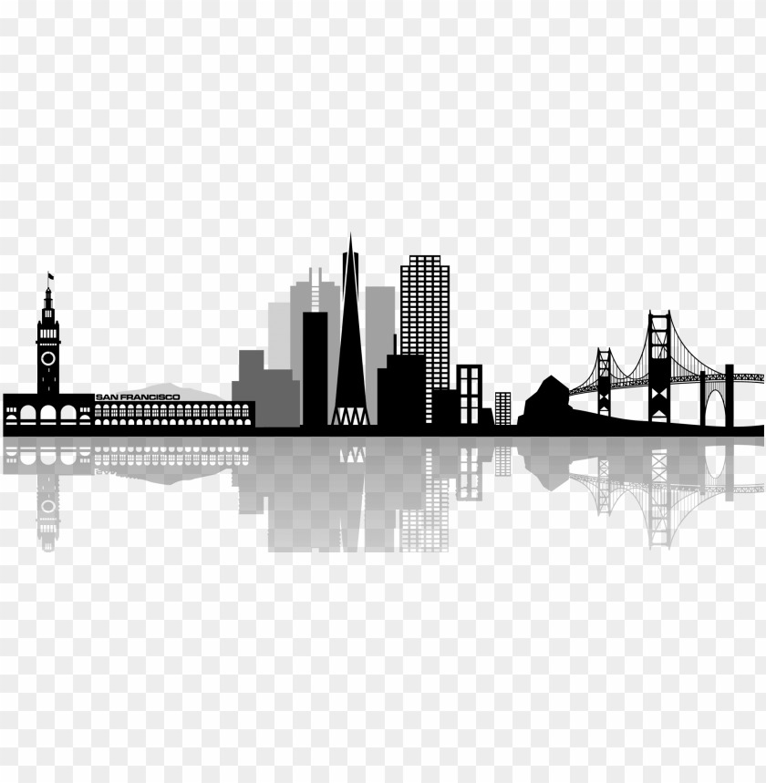 san francisco skyline black and white clip art PNG transparent with Clear Background ID 198050
