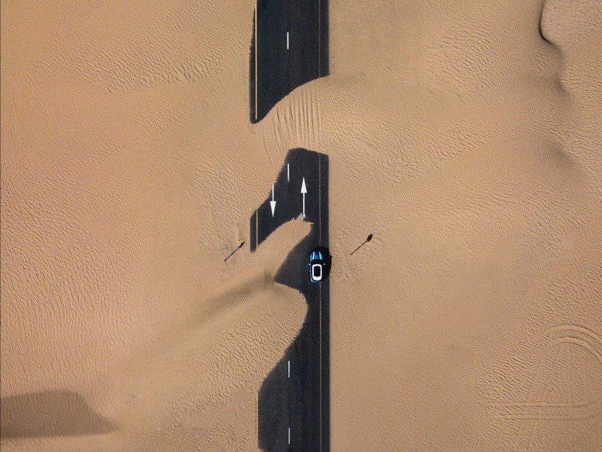 sand, road, desert, dunes, minimalism
