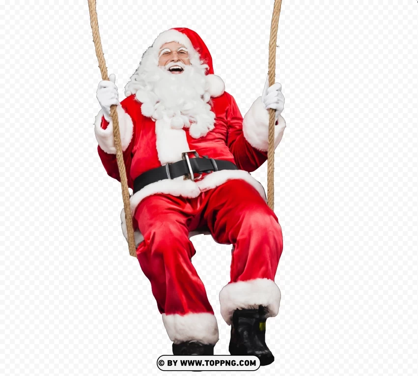 Santa Claus Ataviado De Rojo Balanceándose En Una Cuerda Imagen PNG