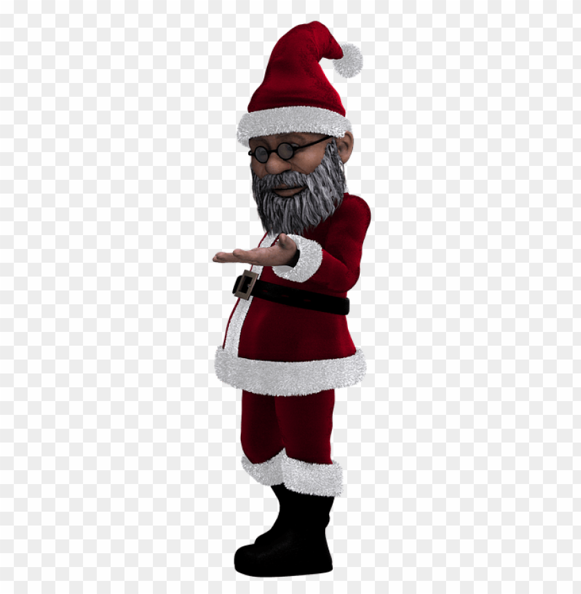 Santa Claus Skinny Version Palm Up PNG Image With Transparent Background