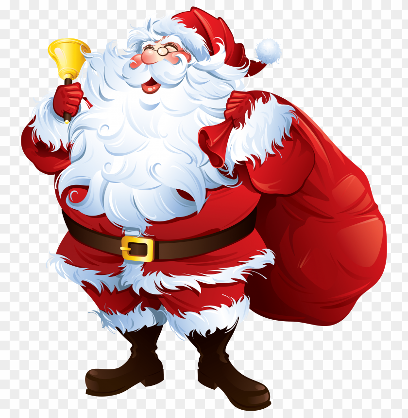 santa claus with bell and bag clipart png photo - 32108