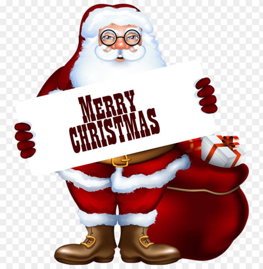 Santa Claus With Merry Christmas Label Png Images Toppng
