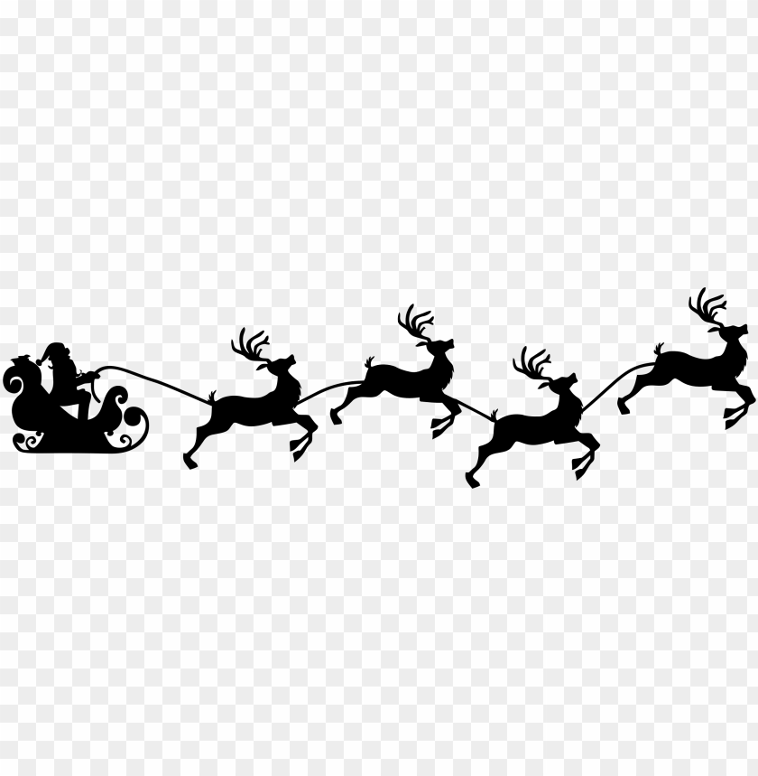 Santa Sleigh Reindeer Png - Santa Sleigh Silhouette PNG Image With Transparent Background