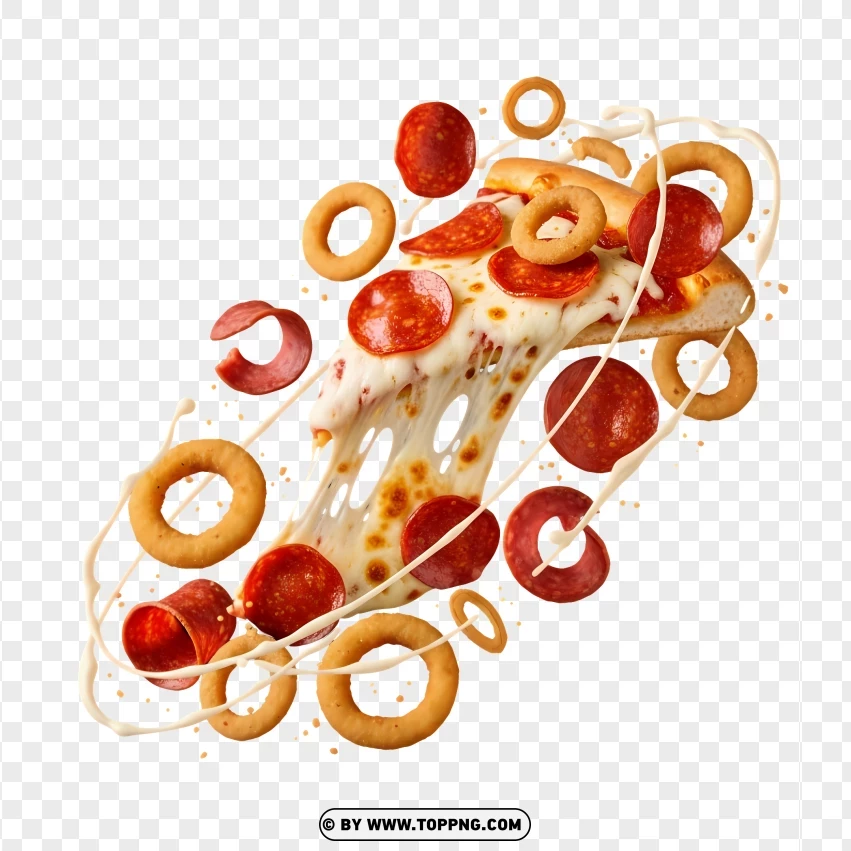 Savory Pizza Slice With Cheese And Onion PNG Transparent Background