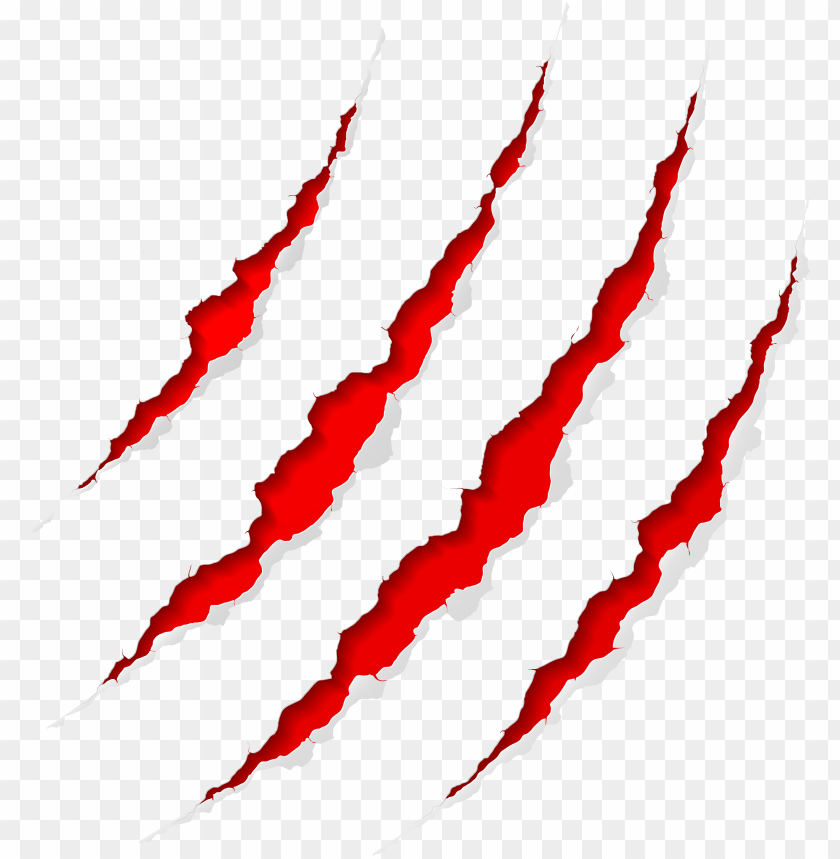 Red claw marks on a transparent background for dramatic effect.